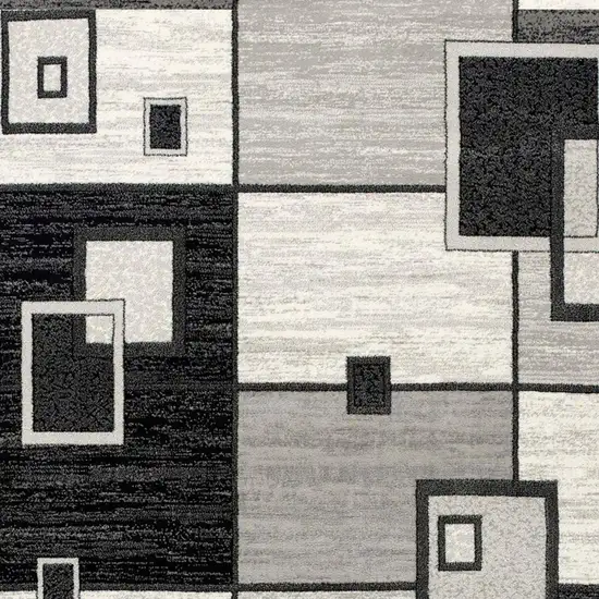 Gray And Black Geometric Runner Rug Photo 4