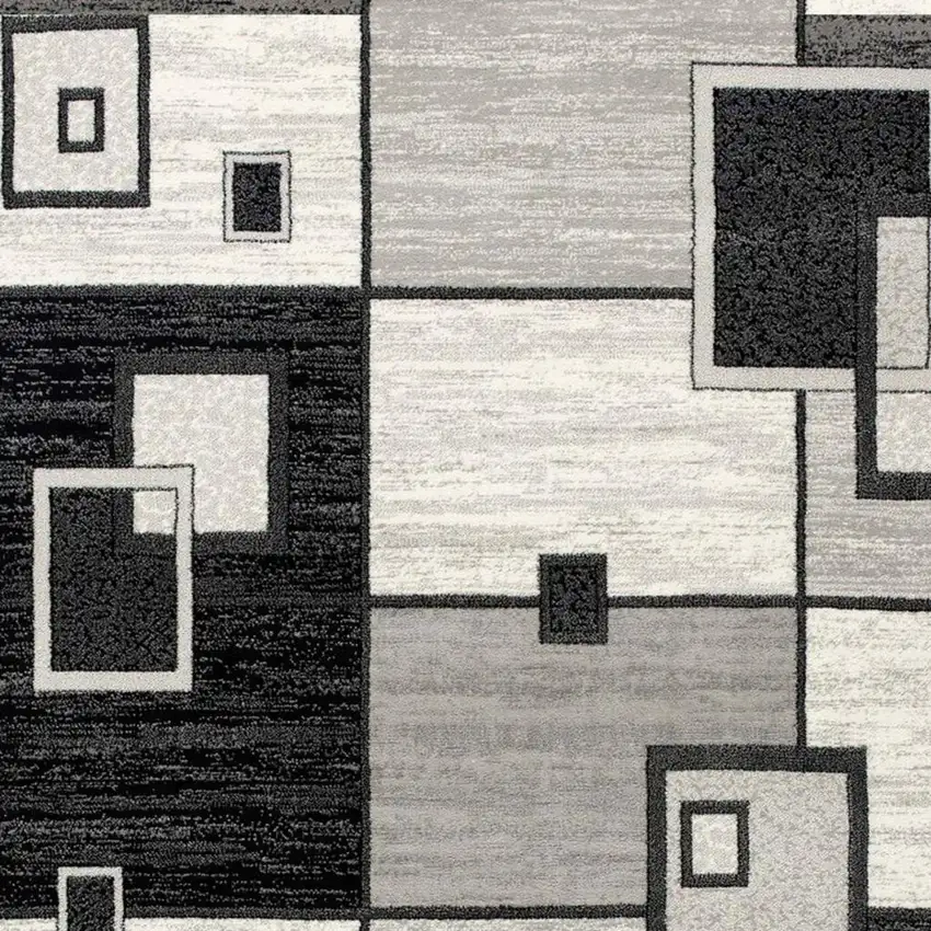 Gray And Black Geometric Runner Rug Photo 4