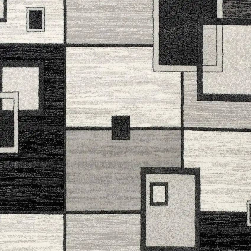 Gray And Black Geometric Runner Rug Photo 4