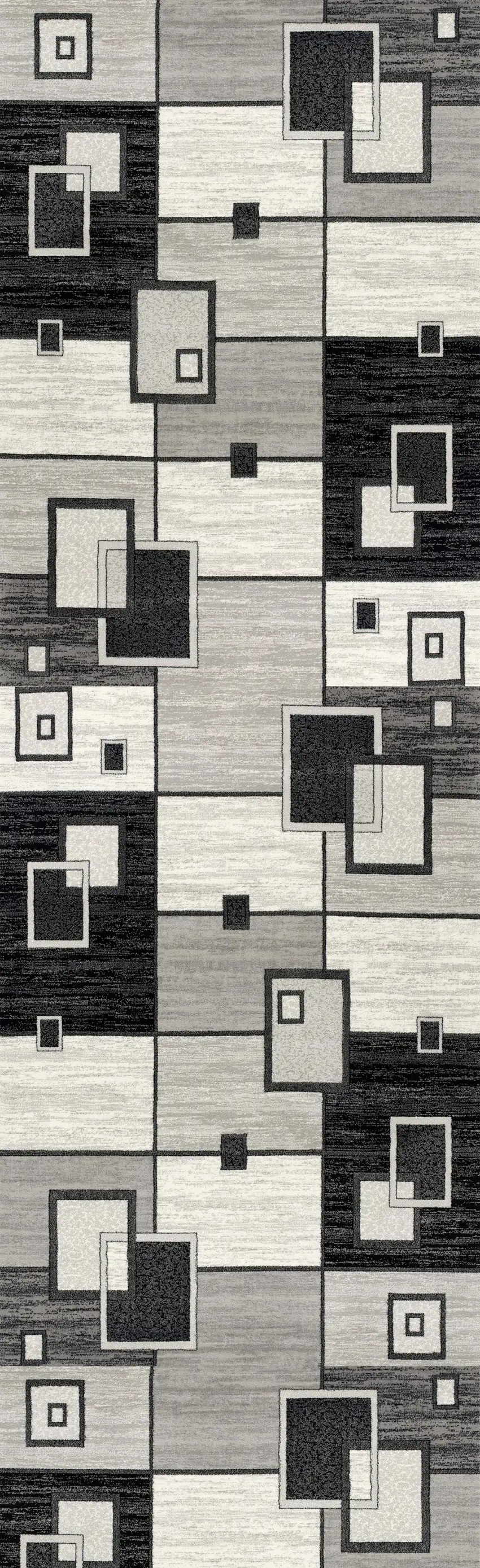 Gray And Black Geometric Runner Rug Photo 2