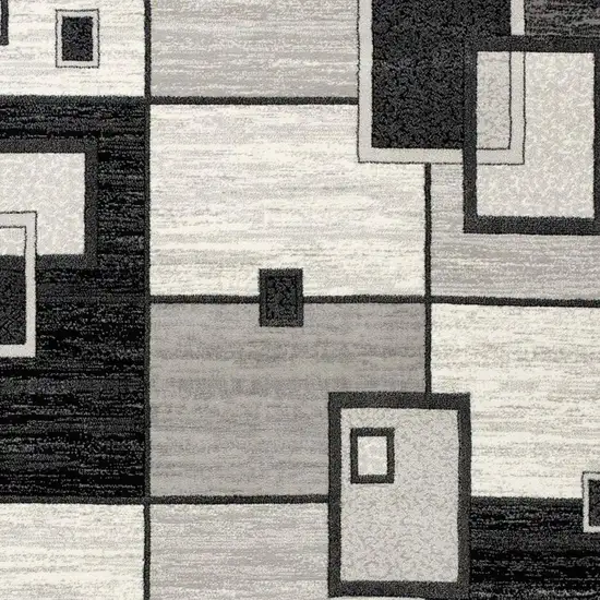 Gray And Black Geometric Runner Rug Photo 3