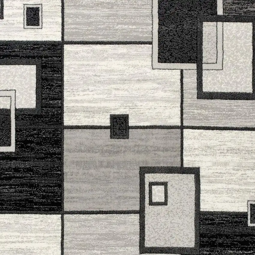 Gray And Black Geometric Runner Rug Photo 3