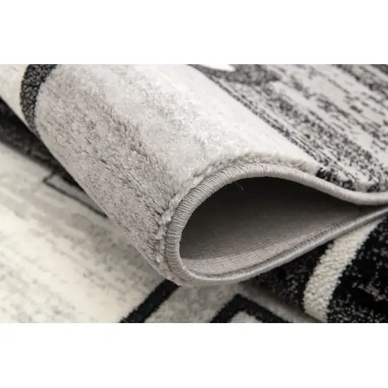 Gray And Black Geometric Runner Rug Photo 6