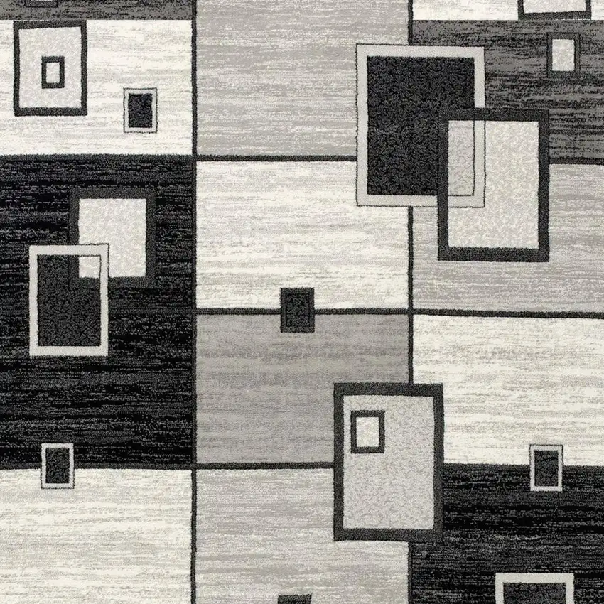 Gray And Black Geometric Runner Rug Photo 4