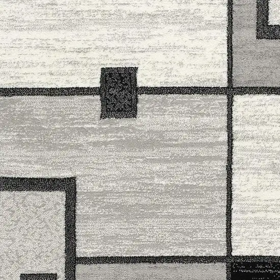 Gray And Black Geometric Square Rug Photo 4