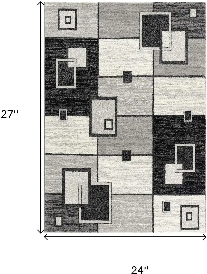 Gray And Black Geometric Square Rug Photo 3