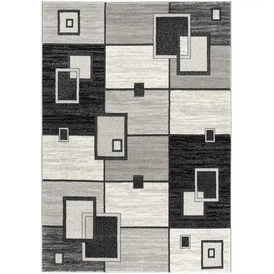 Gray And Black Geometric Square Rug Photo 2