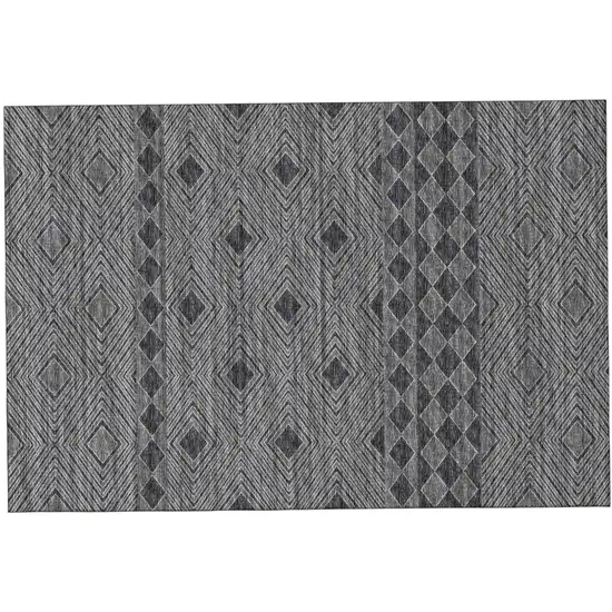 Gray And Black Tribal Distressed Washable Area Rug With UV Protection Photo 2