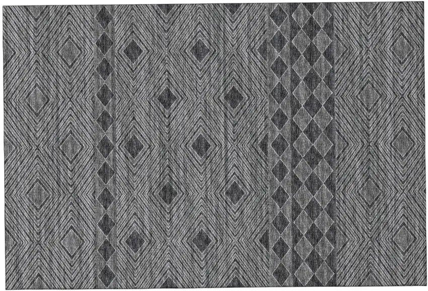 Gray And Black Tribal Distressed Washable Area Rug With UV Protection Photo 2