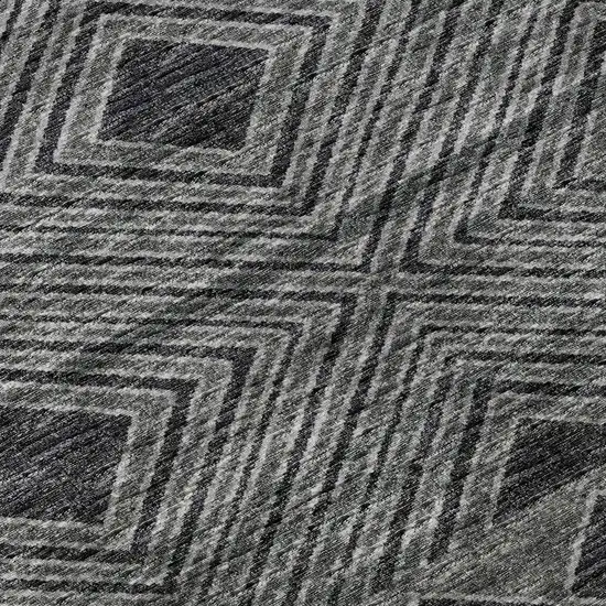 Gray And Black Geometric Washable Area Rug With UV Protection Photo 9