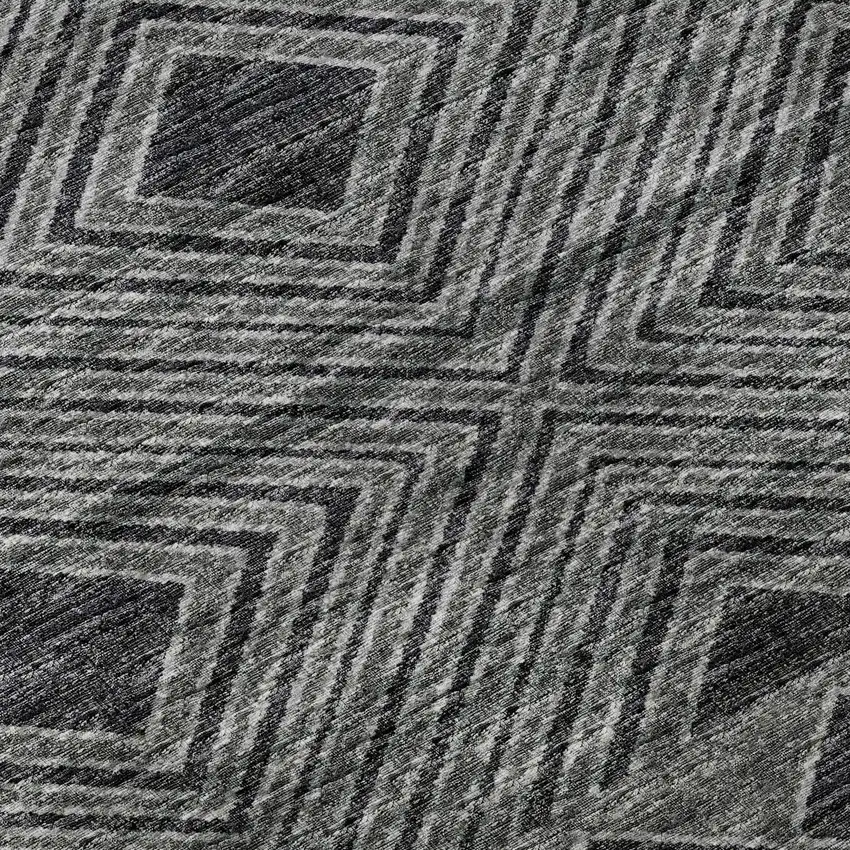Gray And Black Geometric Washable Area Rug With UV Protection Photo 9