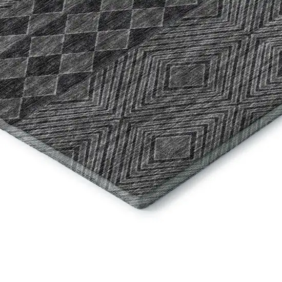 Gray And Black Geometric Washable Area Rug With UV Protection Photo 5