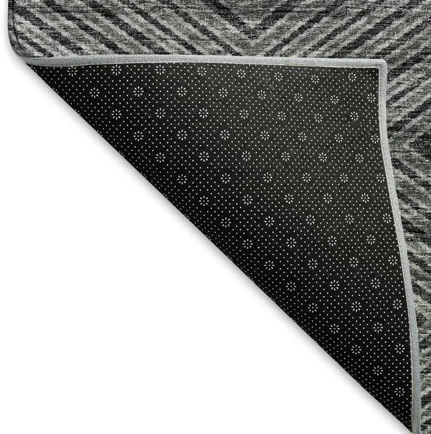 Gray And Black Geometric Washable Area Rug With UV Protection Photo 4