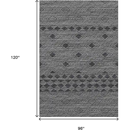 Gray And Black Geometric Washable Area Rug With UV Protection Photo 8