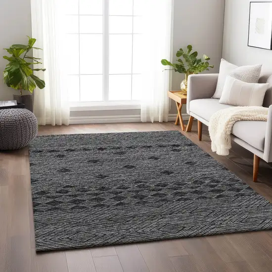 Gray And Black Geometric Washable Area Rug With UV Protection Photo 4