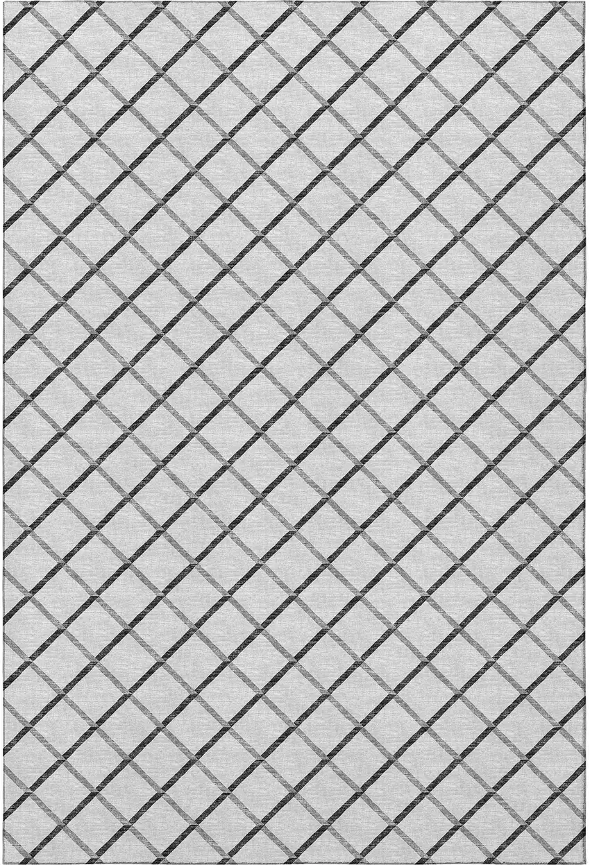 Gray And Black Geometric Washable Area Rug With UV Protection Photo 4