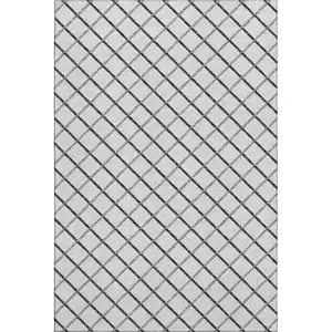 Photo of Gray And Black Geometric Washable Area Rug With UV Protection