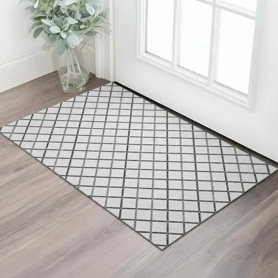 Gray And Black Geometric Washable Area Rug With UV Protection Photo 1