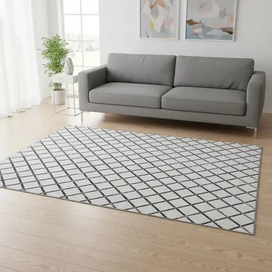 Gray And Black Geometric Washable Area Rug With UV Protection Photo 1