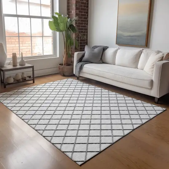 Gray And Black Geometric Washable Area Rug With UV Protection Photo 4