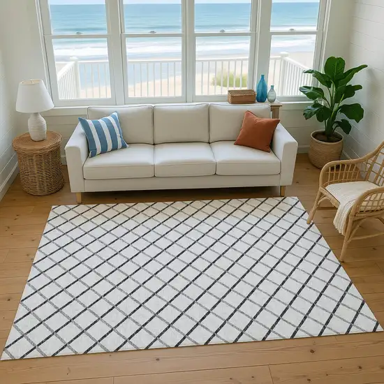 Gray And Black Geometric Washable Area Rug With UV Protection Photo 5