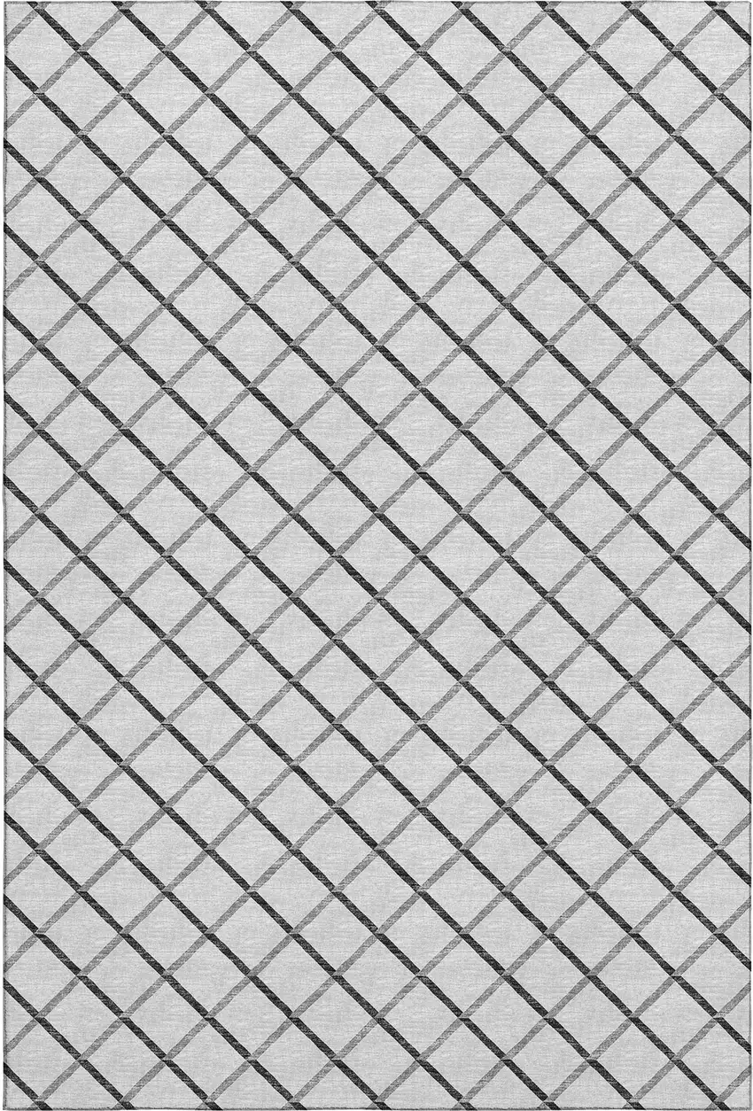 Gray And Black Geometric Washable Area Rug With UV Protection Photo 2