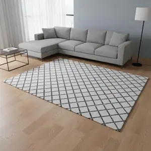 Photo of Gray And Black Geometric Washable Area Rug With UV Protection