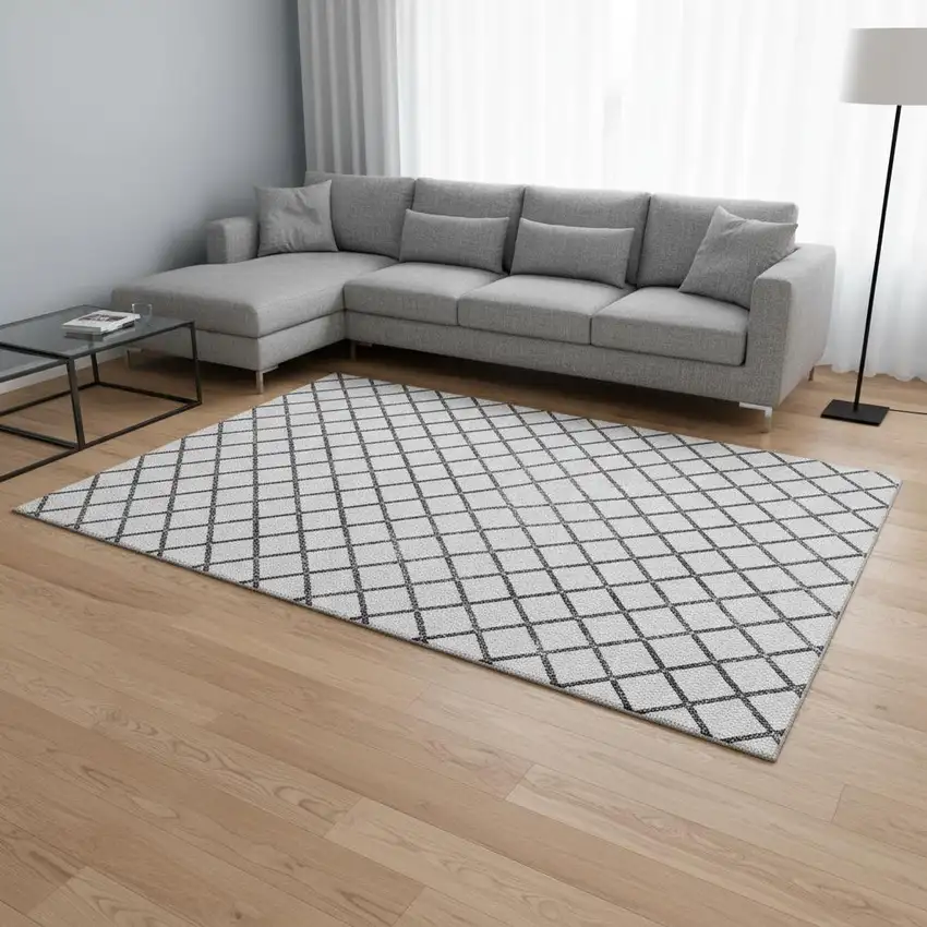 Gray And Black Geometric Washable Area Rug With UV Protection Photo 1