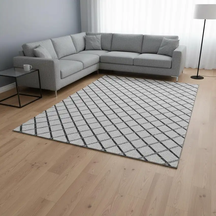 Gray And Black Geometric Washable Area Rug With UV Protection Photo 1