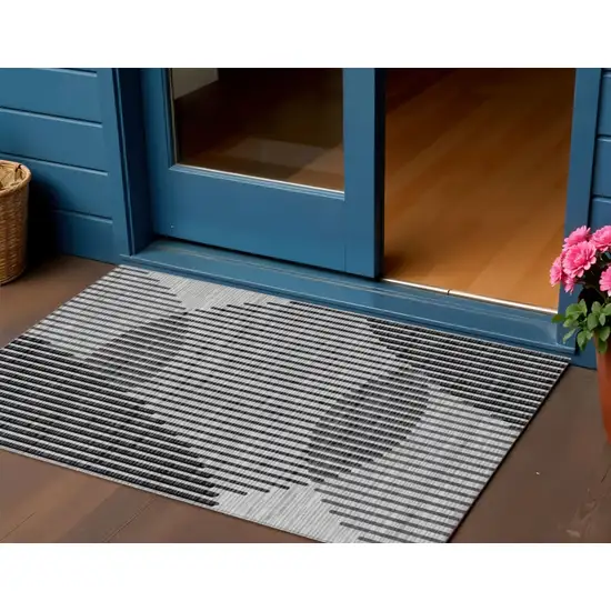 Gray And Black Geometric Washable Indoor Outdoor Area Rug Photo 1