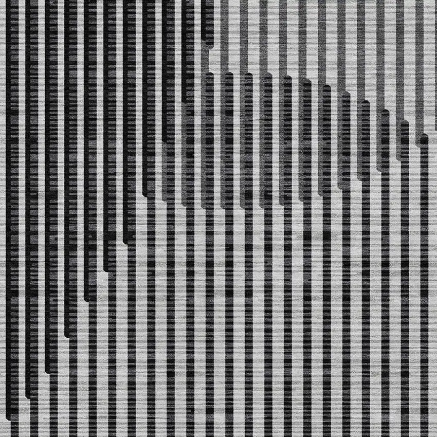 Gray And Black Geometric Washable Indoor Outdoor Area Rug Photo 6