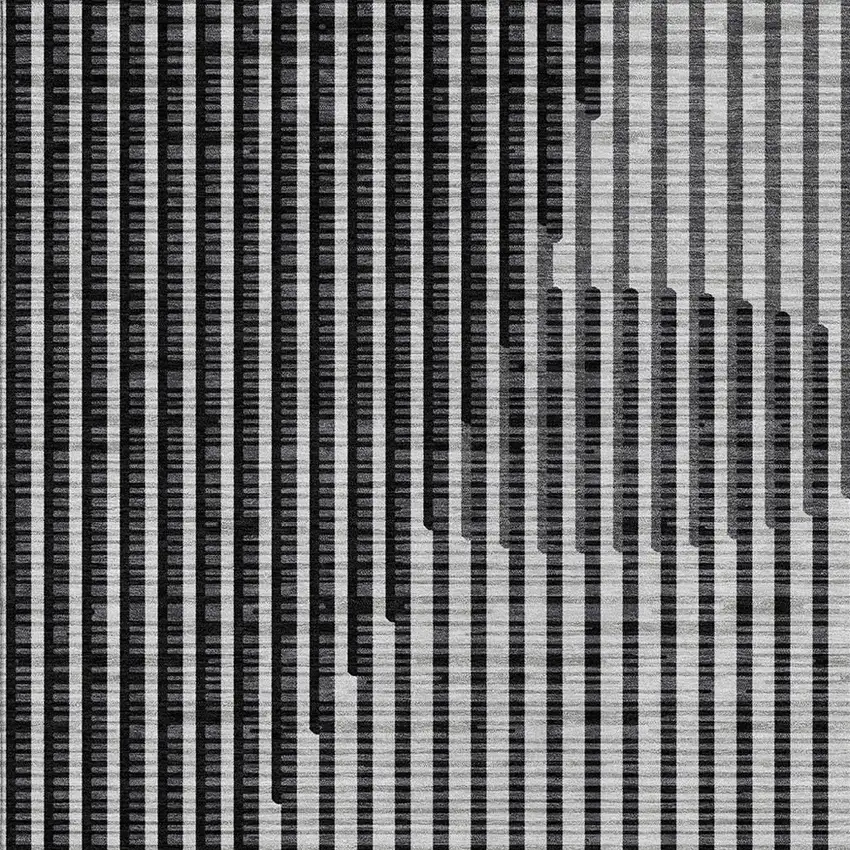 Gray And Black Geometric Washable Indoor Outdoor Area Rug Photo 6