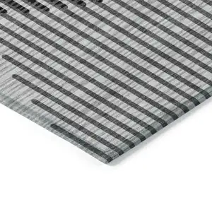 Photo of Gray And Black Geometric Washable Indoor Outdoor Area Rug