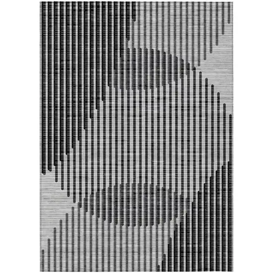 Gray And Black Geometric Washable Indoor Outdoor Area Rug Photo 2