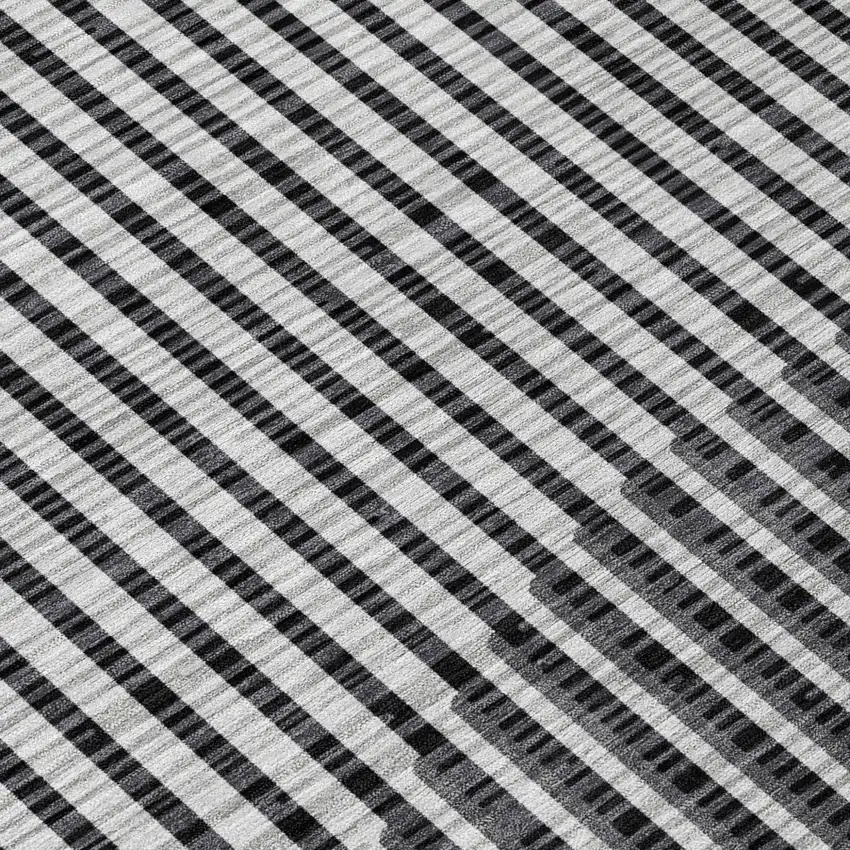 Gray And Black Geometric Washable Indoor Outdoor Area Rug Photo 5