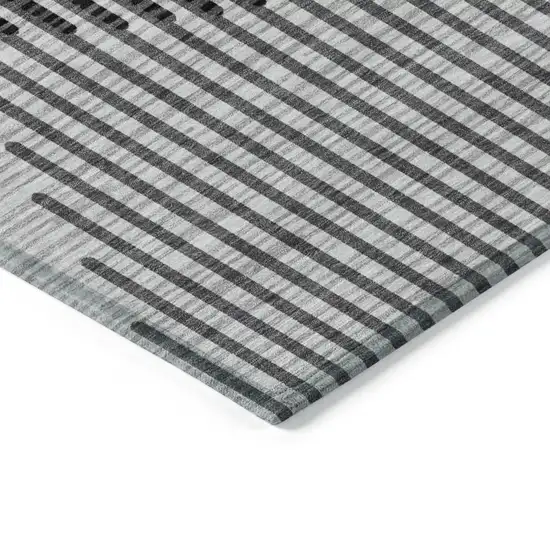 Gray And Black Geometric Washable Indoor Outdoor Area Rug Photo 4