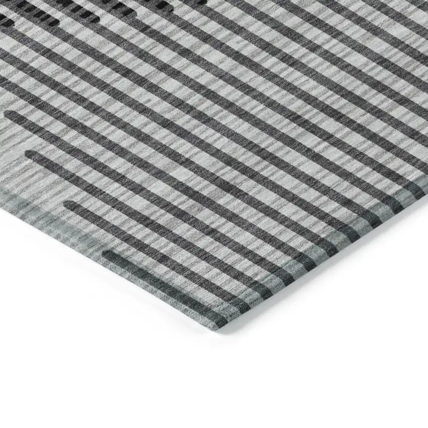 Gray And Black Geometric Washable Indoor Outdoor Area Rug Photo 4
