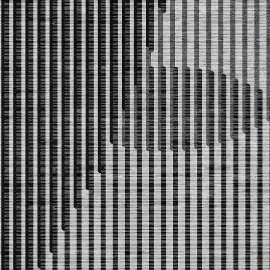 Gray And Black Geometric Washable Indoor Outdoor Area Rug Photo 6