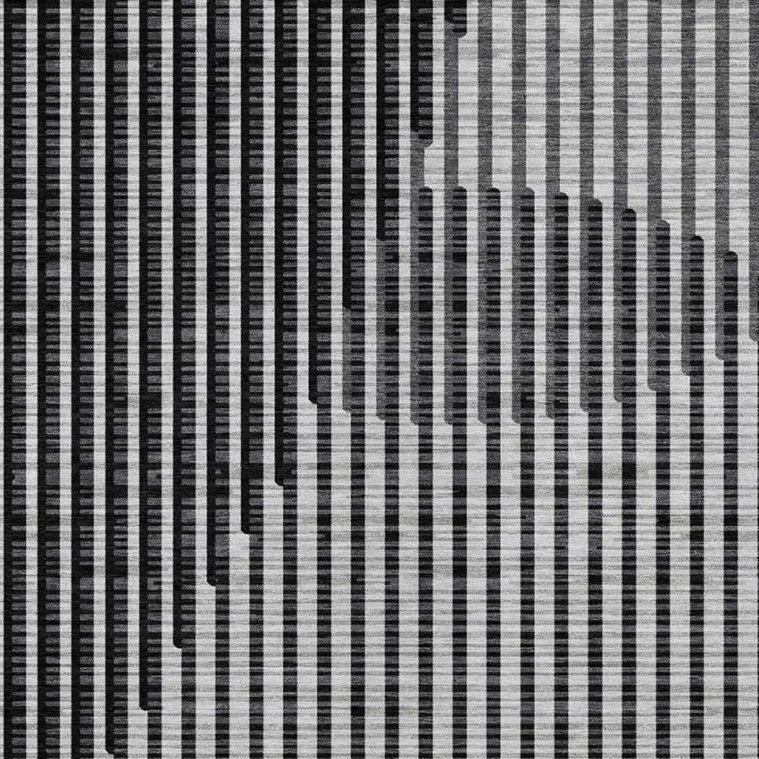 Gray And Black Geometric Washable Indoor Outdoor Area Rug Photo 6