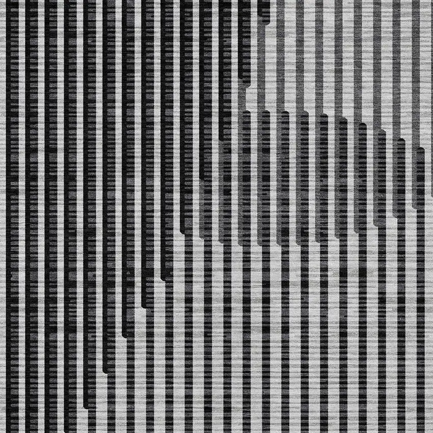 Gray And Black Geometric Washable Indoor Outdoor Area Rug Photo 6