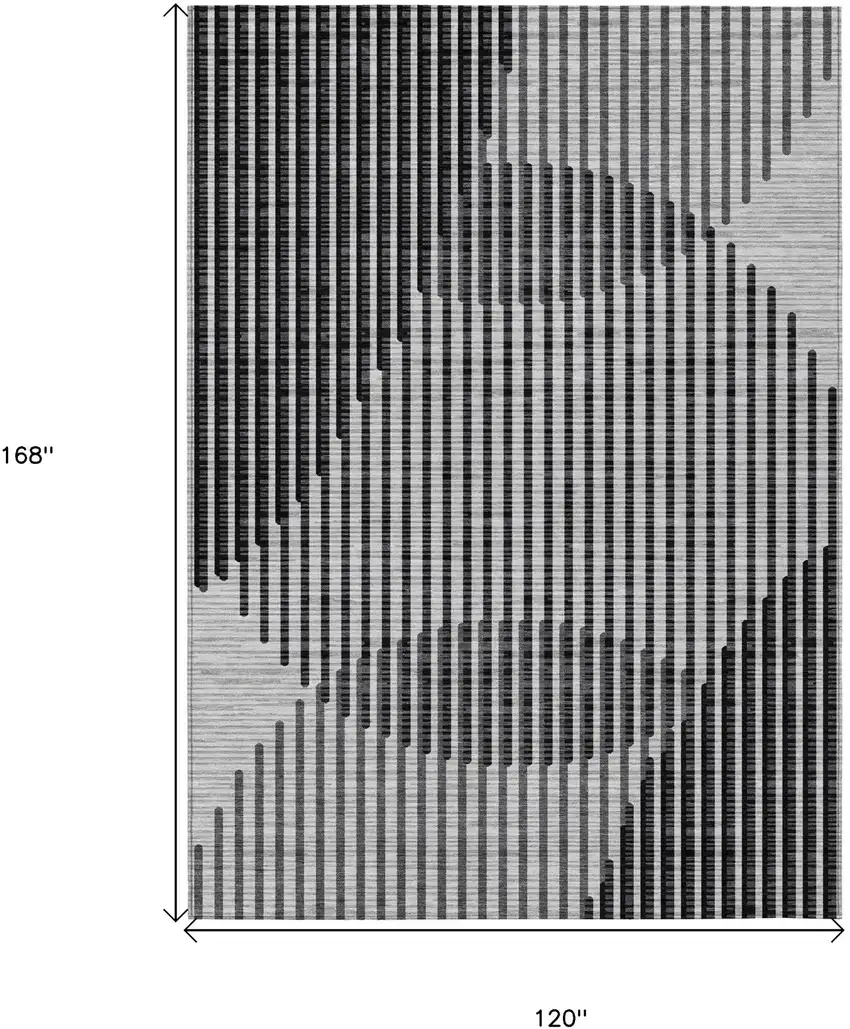 Gray And Black Geometric Washable Indoor Outdoor Area Rug Photo 3