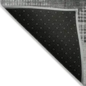 Photo of Gray And Black Geometric Washable Indoor Outdoor Area Rug
