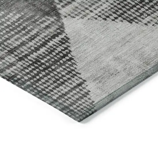 Gray And Black Geometric Washable Indoor Outdoor Area Rug Photo 5