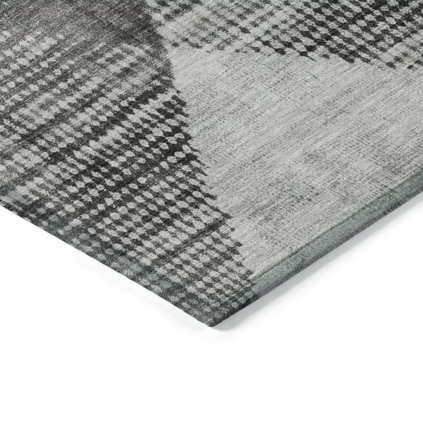 Gray And Black Geometric Washable Indoor Outdoor Area Rug Photo 5