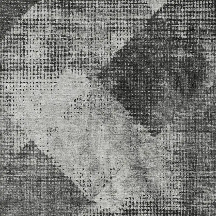 Gray And Black Geometric Washable Indoor Outdoor Area Rug Photo 6