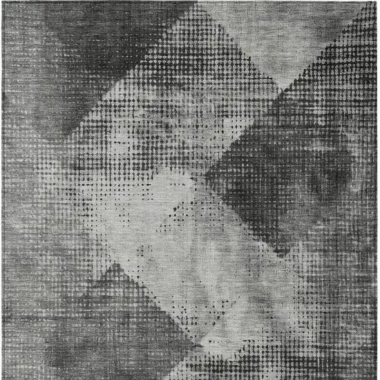 Gray And Black Geometric Washable Indoor Outdoor Area Rug Photo 7