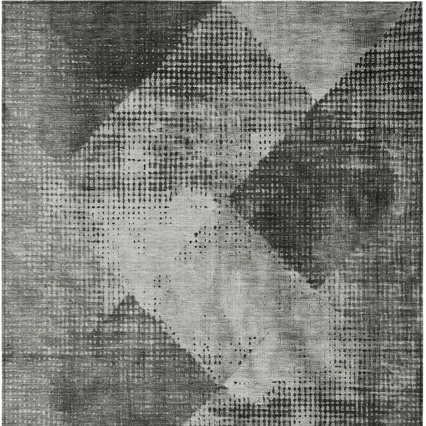 Gray And Black Geometric Washable Indoor Outdoor Area Rug Photo 7