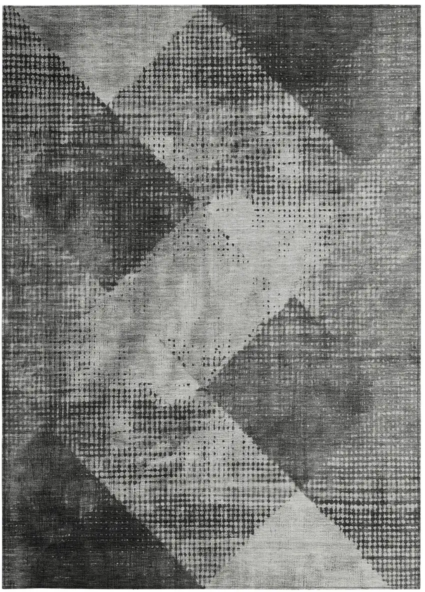 Gray And Black Geometric Washable Indoor Outdoor Area Rug Photo 6