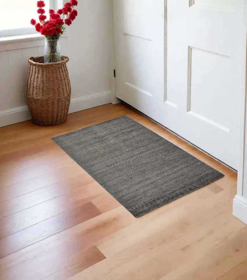 Gray And Black Hand Woven Area Rug Photo 1