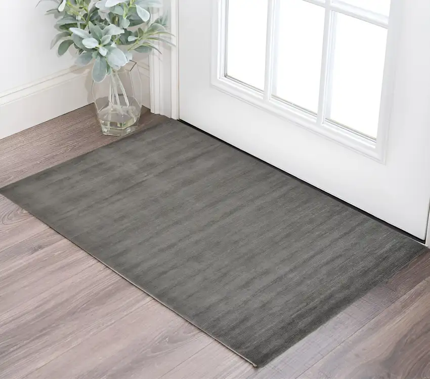 Gray And Black Hand Woven Area Rug Photo 1